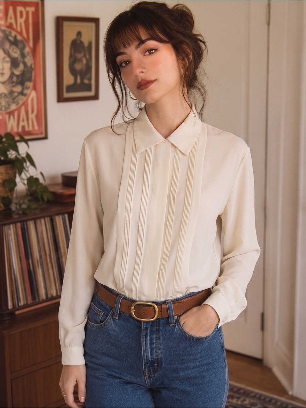 VINTAGE CHRISTIE & JILL Pintuck Pleated Blouse